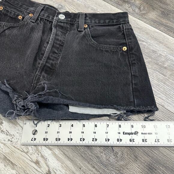 Vintage Levis Shorts Red Tab 501XX Womens 28 Button Up Distressed Denim USA Made - Picture 4 of 6